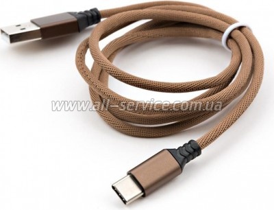 ���� ������ USB 2.0 AM to Type-C nylon 1m brown Vinga (VCPDCTCNB21BR)