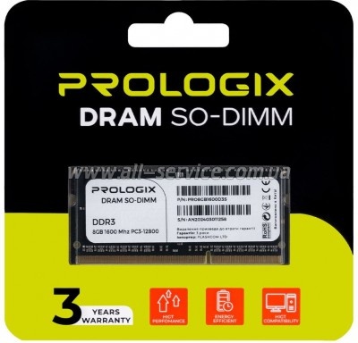     SoDIMM DDR3 8GB 1600 MHz Prologix (PRO8GB1600D3S)