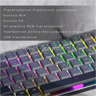  GamePro MK141R Red Swich Low Profile RGB USB Dark Gray (MK141R)