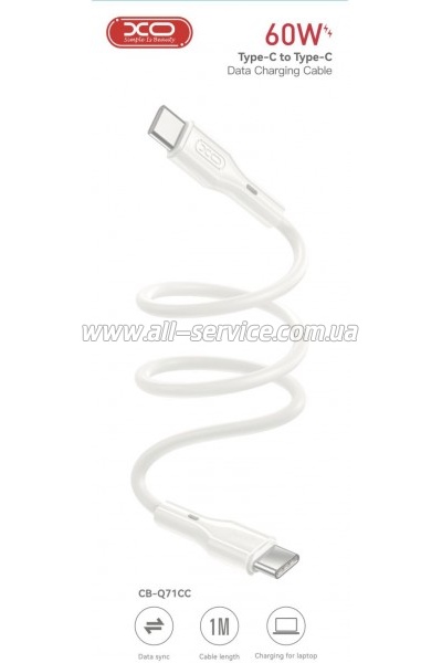 ���� ������ USB-C to USB-C 1.0m 60W XO (CB-Q71CC)