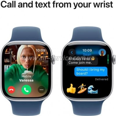 - Apple Watch Series 10 GPS 46mm Silver Aluminium Case with Denim Sport Band - S/M (MWWL3QH/A)