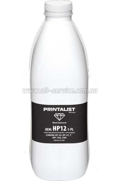Тонер PRINTALIST HP LJ 1200/ 1220 бутль 1000г (HP12-1-PL) Тонер PRINTALIST HP LJ 1200/ 1220 бутль 1000г (HP12-1-PL)