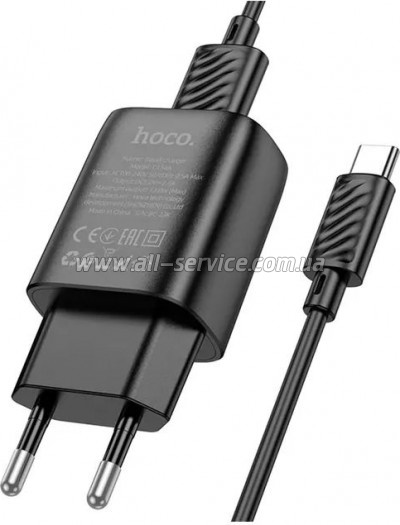 �������� ������� HOCO C134A USB + cable USB to USB-C 2.4A black (6942007621359)