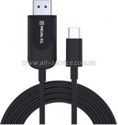 ���� ������ USB 2.0 AM to USB-C 2.0m Fabric Premiumblack REAL-EL (EL123500047)