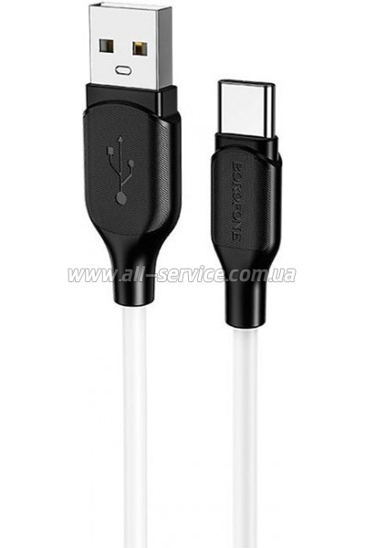 ���� ������ USB 2.0 AM to USB-C 1.0m 3A silicone BX42 white BOROFONE (6931474736772)