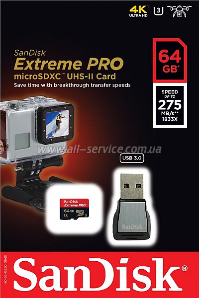   64GB SanDisk microSDXC C10 UHS-II U3 (SDSQXPJ-064G-GN6M3)