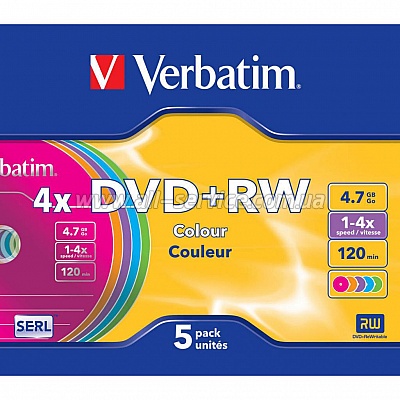  Verbatim DVD+RW 4.7 GB/120 min 4x Slim 5 (43297) Color