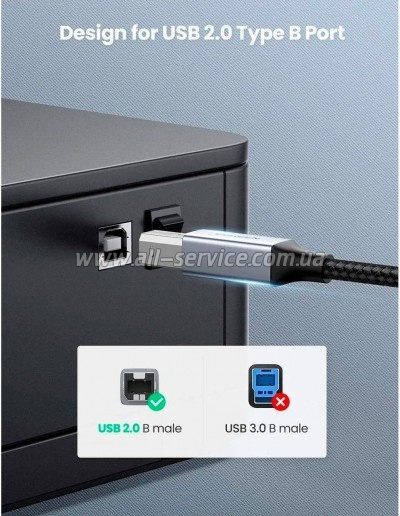 ������ ��� �������� USB-C 2.0 to BM 1.0m black Ugreen (45034)