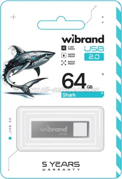 ������ Wibrand 64GB Shark Silver USB 2.0 (WI2.0/SH64U4S)
