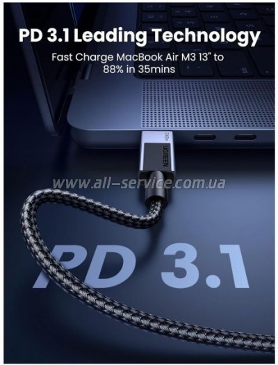 ���� ������ USB-C to USB-C 1.0m 240W 480Mbps black Ugreen (45067)