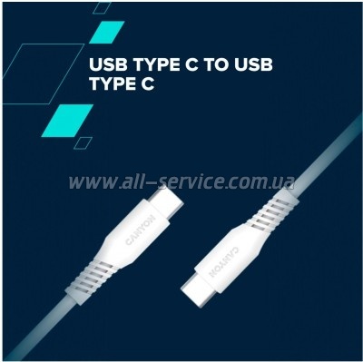 ���� ������ USB-C to USB-C 1.2m CC100SC 100W White Canyon (CNS-CC100SC12W)