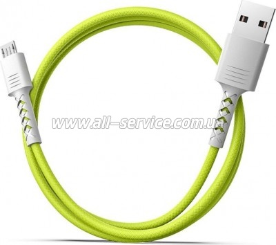 ���� ������ USB 2.0 AM to Micro 5P 1.0m Soft white/lime Pixus (4897058531176)