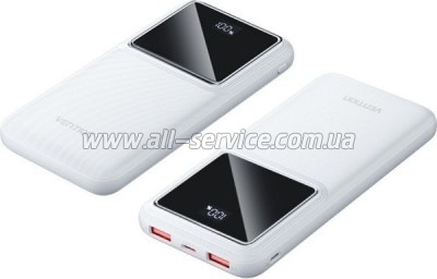   Vention 10000mAh 22.5W 3A PD, QC/3.0, LED Display, White (FHKW0)
