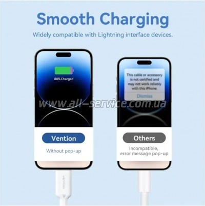 ���� ������ USB 2.0 AM to Lightning 1.0m 2.4A black Vention (LAMBF)