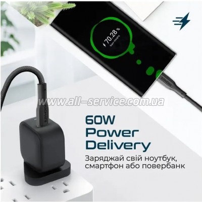���� ������ USB-C to USB-C 1.0m Promate (xcord-cc.black)