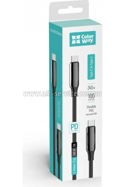 ���� ������ USB-C to USB-C 1.0m 240W black ColorWay (CW-CBPDCC069-BK)