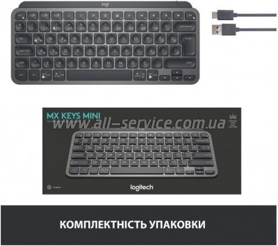  Logitech MX Keys Mini Wireless Illuminated UA Graphite (920-010498)