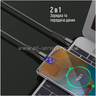 ���� ������ USB-C to USB-C 1.0m PD Fast Charging 65W 3� grey ColorWay (CW-CBPDCC040-GR)