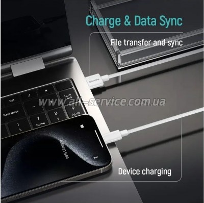 ���� ������ USB 2.0 AM to USB-C 2.0m 3A zinc alloy braided white ColorWay (CW-CBUC099-WT)