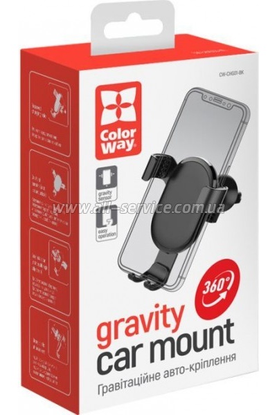   ColorWay Metallic Gravity Holder Black (CW-CHG01-BK)