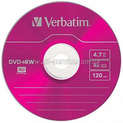  Verbatim DVD+RW 4.7 GB/120 min 4x Slim 5 (43297) Color