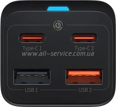 �������� ������� Baseus 2xUSB-C 65W + 2xUSB GaN + cable USB-C to USB-C 100W 1.0m black (CCGP040101)