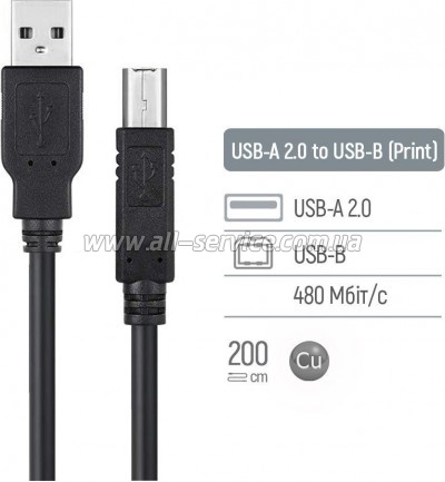 ������ ��� �������� USB 2.0 AM/BM 3.0m black ColorWay (CW-CBUB073-BK)