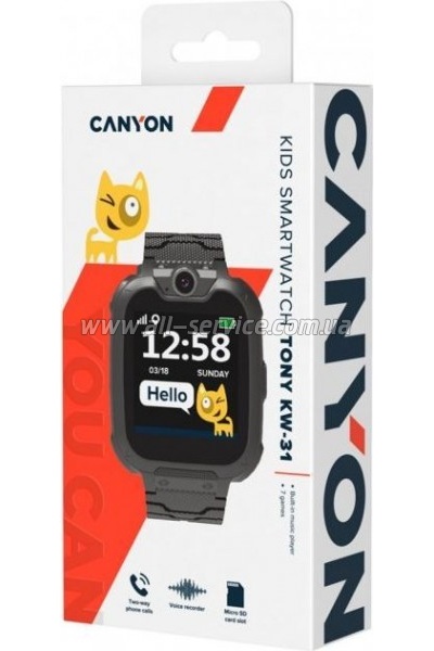 - Canyon CNE-KW31BB Kids smartwatch Tony, Black (CNE-KW31BB)