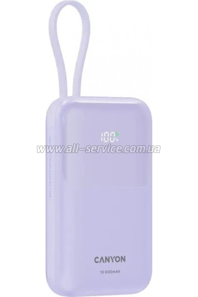   Canyon 10000mAh OnPower 101 PD/22.5W built-in cable Purple (CNS-CPB101PU)