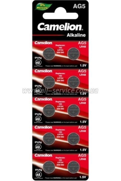  AG5 / LR754 / LR48 / V5GA Alkaline * 10 Camelion (AG5-BP10)