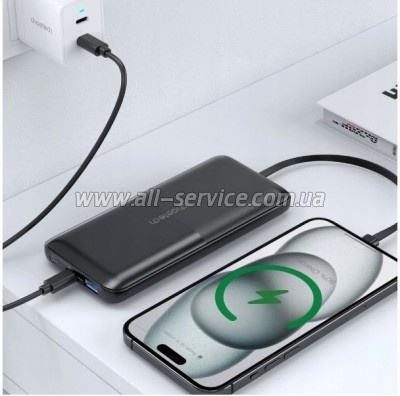  Choetech 10000mAh 22,5W, MicroUSB, USB-A, USB-C, build-in USB-C/Lightning cable (B654-BK)