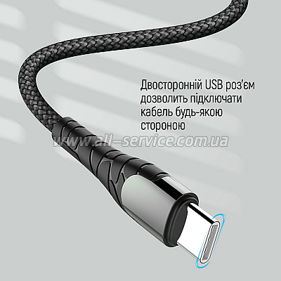   ColorWay USB-C to USB-C 2.0m PD Fast Charging 65W 3A grey (CW-CBPDCC039-GR)