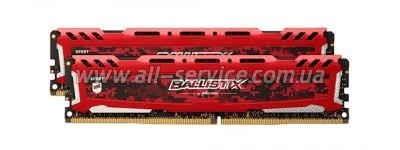  Micron Crucial DDR4 3000 8GB*2  Ballistix Sport, Red, CL 15, Retail (BLS2K8G4D30AESEK)