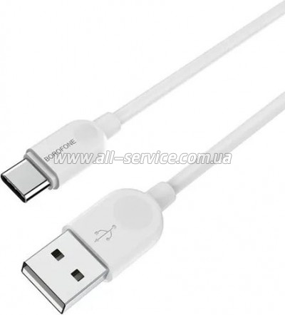 ���� ������ USB 2.0 AM to USB-C 3.0m 2.4A BX14 white BOROFONE (6957531090397)