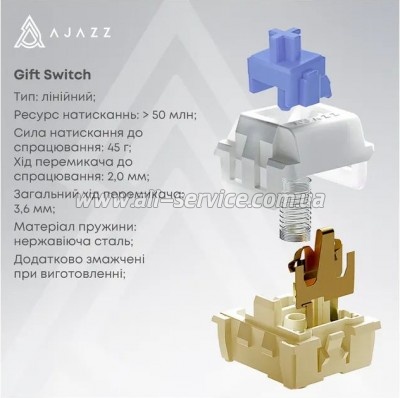  Ajazz AK820 Pro Gift Switch Purple RGB USB/Wireless/Bluetooth UA Purple (AK820PRO-G-PWB)