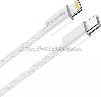 ���� ������ USB-C to Lightning 2.0m PD 27W braided gray ColorWay (CW-CBPDCL068-GR)