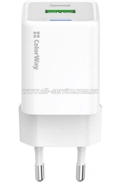 �������� ������� ColorWay GaN Mini 30W PD white (CW-CHS053PD-WT)