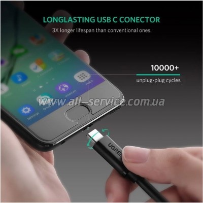 ���� ������ USB-C to USB-C 1.0m USB 3.1Gen2 100W US353 Black Ugreen (10387)