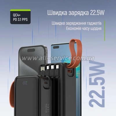 ������� ������������� ColorWay 30000mAh PowerHub PD 22.5W Black (CW-PB300LP07BK)