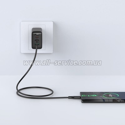 ���� ������ USB-C to USB-C 1.2m 3A TPE C3-03 Black Acefast (6974316280842)