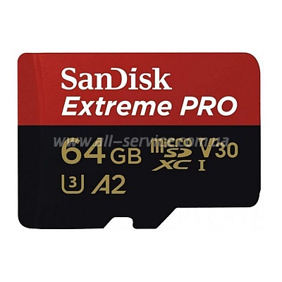   SanDisk 64GB microSDXC class 10 UHS-I U3 Extreme Pro V30 (SDSQXCU-064G-GN6MA)
