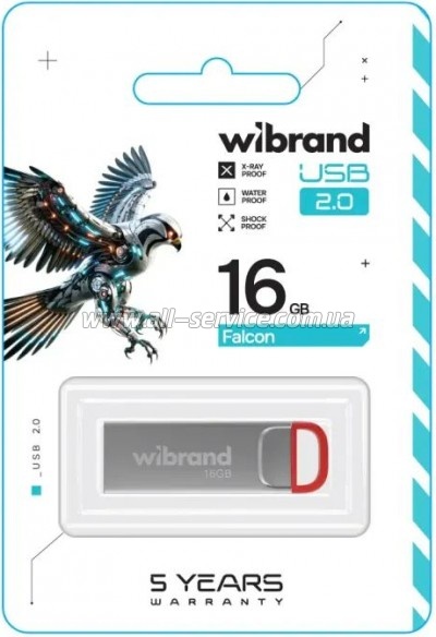  Wibrand 16GB Falcon Silver-Red USB 2.0 (WI2.0/FA16U7R)