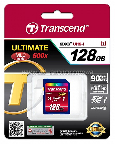   128GB Transcend Ultimate SDXC Class 10 UHS-1 (TS128GSDXC10U1)