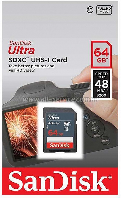   64GB SanDisk Ultra SDXC Class 10 UHS-I (SDSDUNB-064G-GN3IN)