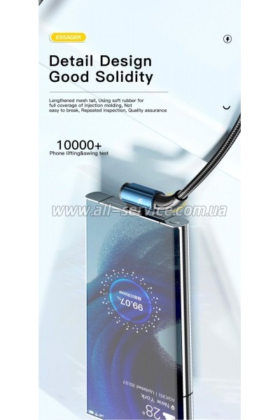 ���� ������ USB 2.0 AM to USB-C 1.0m 100W 90� corner black Essager (EXCWT7A-CG01-P)