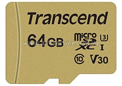   64GB Transcend 500S microSDXC UHS-I U3 +  (TS64GUSD500S)