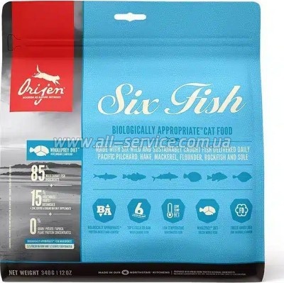     Orijen 6 Fish Cat&kitten 340 (0064992281342)