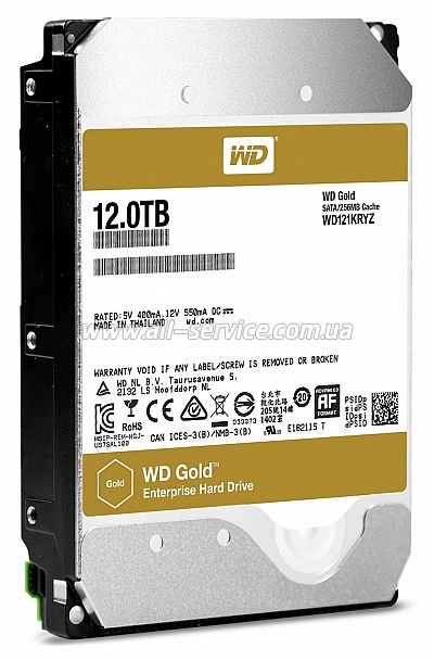 ��������� 12TB WD 3.5 SATA 3.0 7200rpm Cache 256MB Gold (WD121KRYZ)