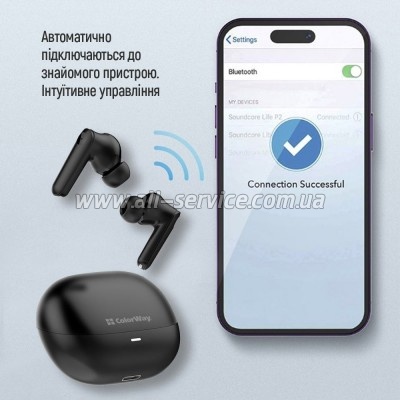 �������� ColorWay Slim TWS-1 Earbuds Long Life Black (CW-TWS1BK1)