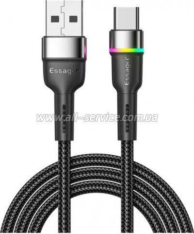���� ������ USB 2.0 AM to USB-C 2.0m 3A LED black Essager (EXCT-XCDA01)